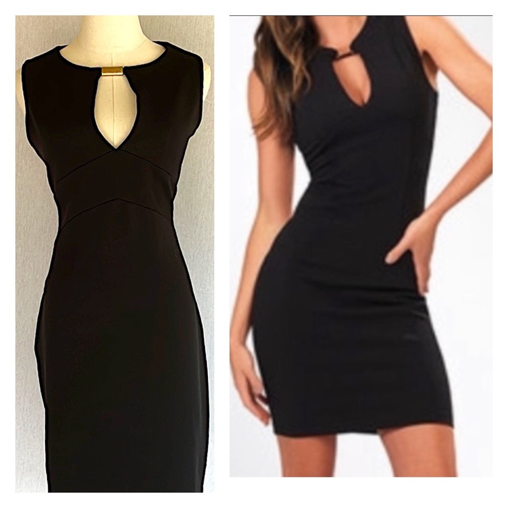 Kardashian Kollection stretchy little black mini dress with cutout